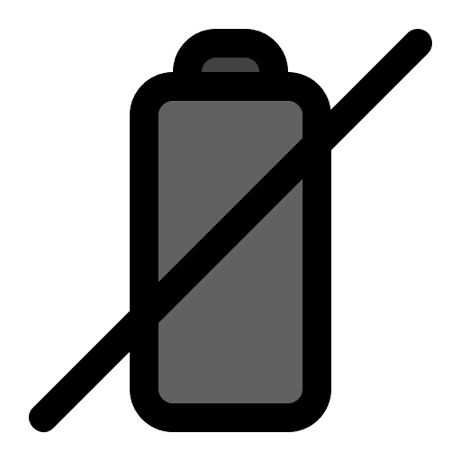 Empty battery low battery crossed battery status icon