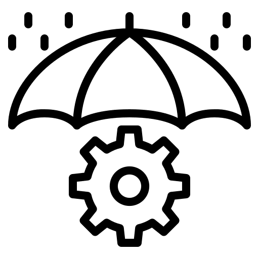 Risk management assessment business and finance gear icon