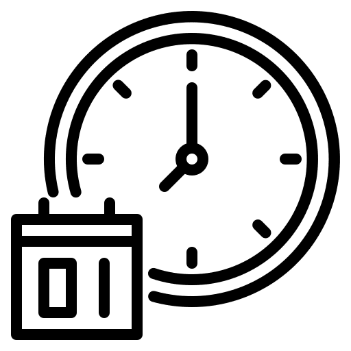 Time management schedule cogwheel time and date icon