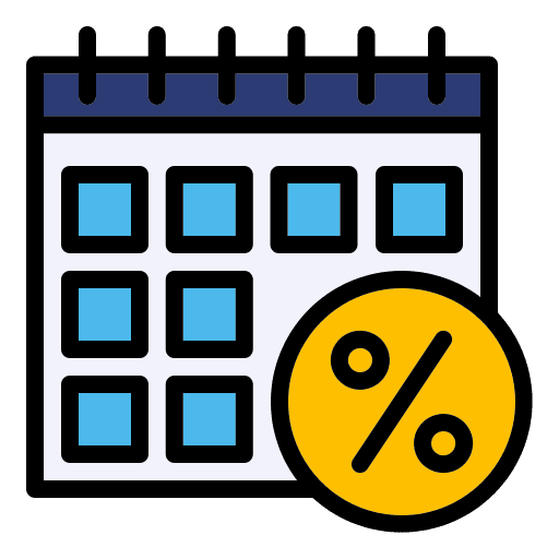 Calendar price percentage time and date icon Calendar price percentage time and date icon