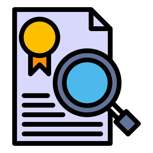 Certificate file loupe document icon Certificate file loupe document icon