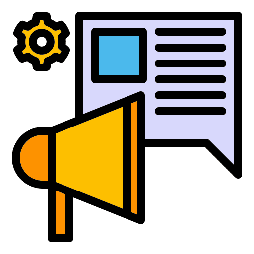 Promotion marketing communication management icon Promotion marketing communication management icon