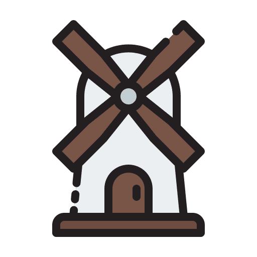 Windmill architecture and city eolic wind energy icon