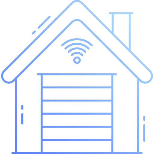 Smart garage smart home wifi signal architecture and city icon Smart garage smart home wifi signal architecture and city icon