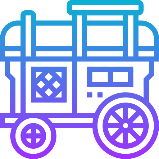 Caravan wheel carriage transportation icon