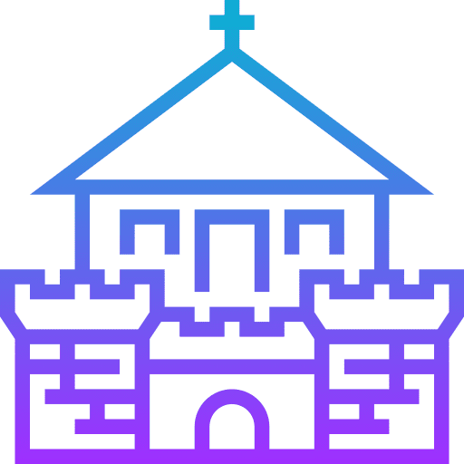 Fortress architecture and city buildings defense icon Fortress architecture and city buildings defense icon