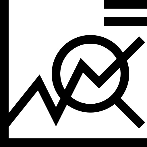 Aggregate demand line graph business and finance magnifying glass icon