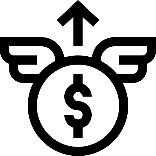 Inflation dollar business and finance up arrow icon