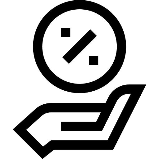 Interest business and finance hands discount icon
