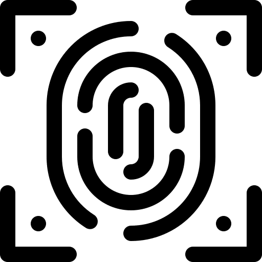 Biometric identification fingerprint evidence icon
