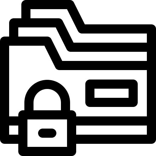 Data security storage files and folders padlock icon