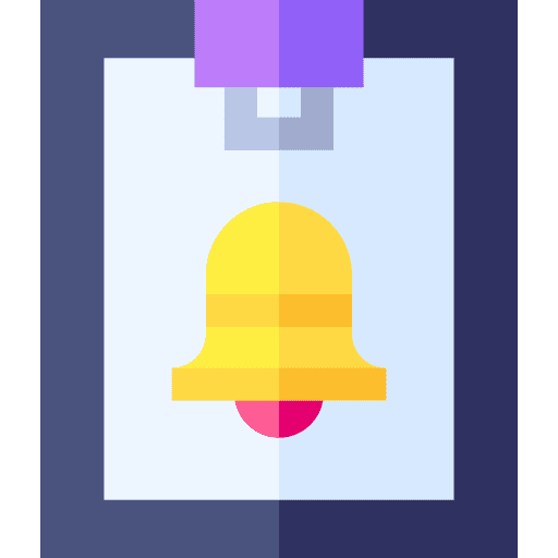 Clipboard alarm bell note icon