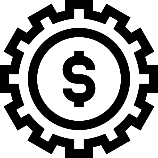 Gear asset management wealth dollar icon