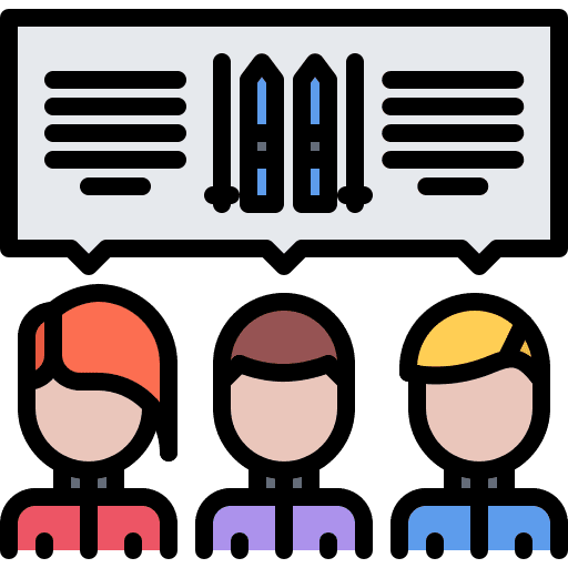Ski talk team people icon