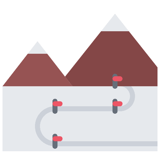 Winter sport mountain ski flag icon Winter sport mountain ski flag icon