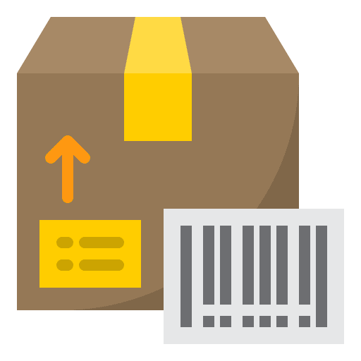 Bar code parcel scan shipping and delivery icon