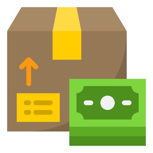 Cash package shipping and delivery box icon Cash package shipping and delivery box icon