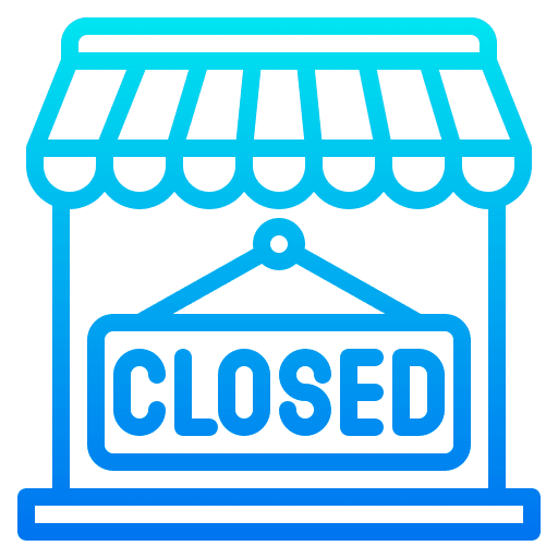 Closed architecture and city commerce sign icon