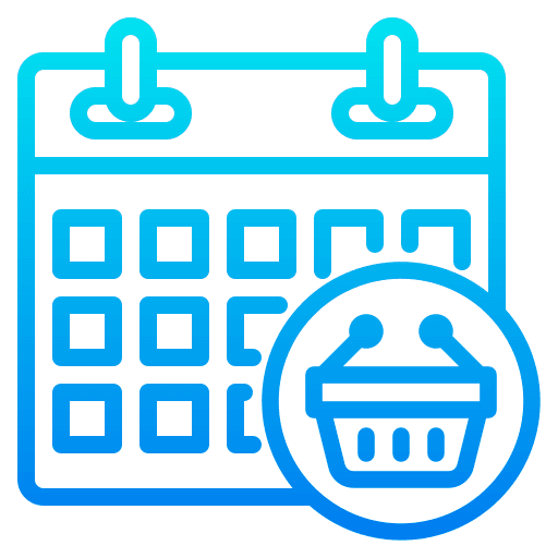 Calendar time and date shopping basket calendar icon Calendar time and date shopping basket calendar icon