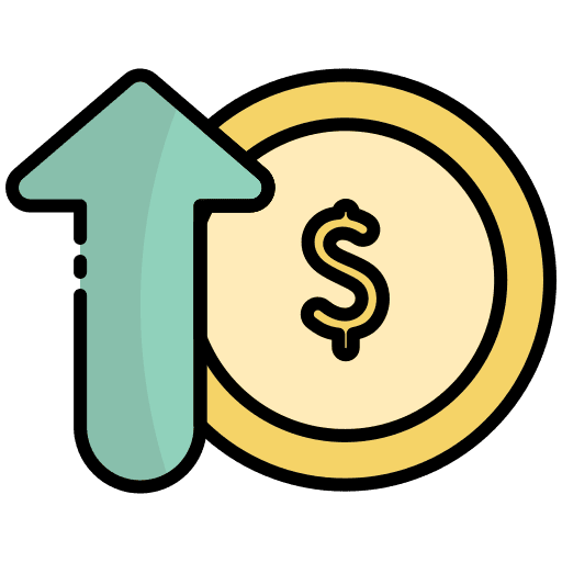 Increase business and finance income revenue icon Increase business and finance income revenue icon