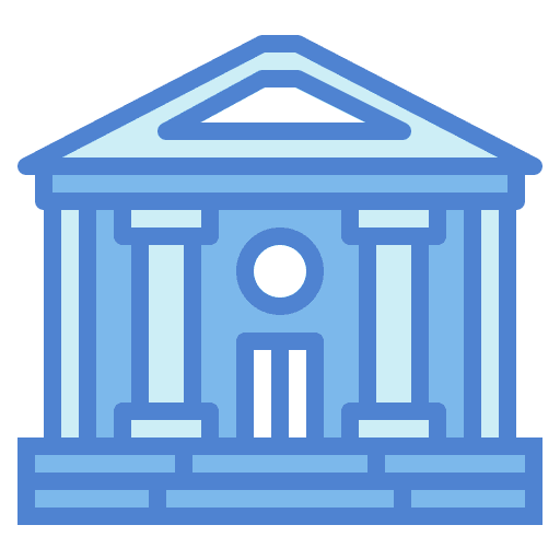 Court architecture and city law justice icon