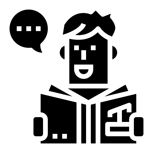 Storytelling learning education man icon