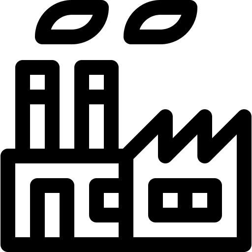 Factory buildings industry pollution icon