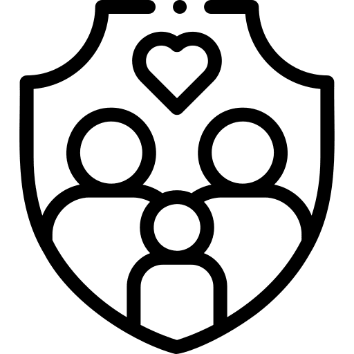 Family insurance protection users shield icon