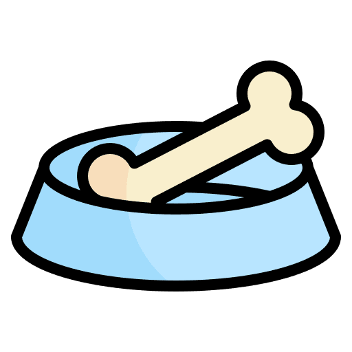 Pet bowl bone dog treat food icon
