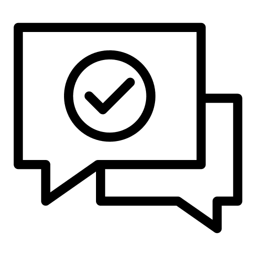 Chat yes speech bubble checked icon