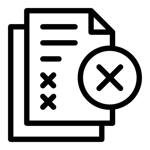 Rejected files and folders delete file icon