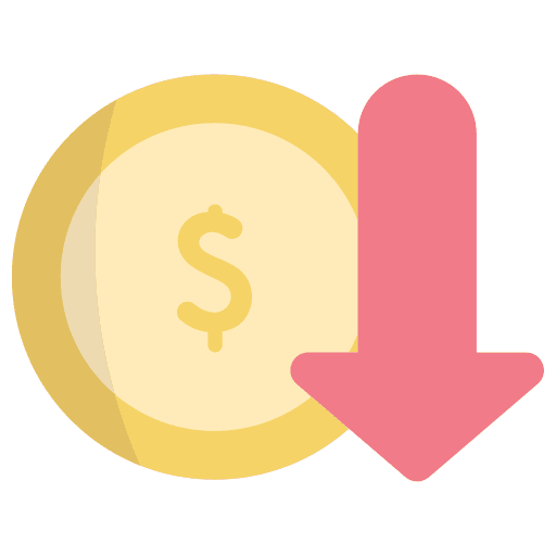 Decrease down arrow money loss business and finance icon Decrease down arrow money loss business and finance icon