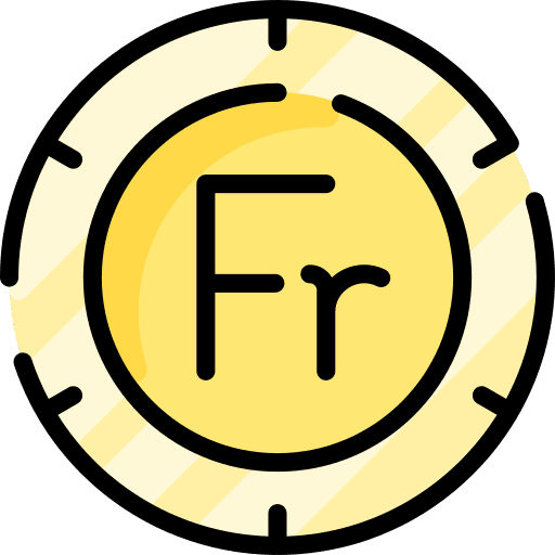 Franc business and finance cash coin icon