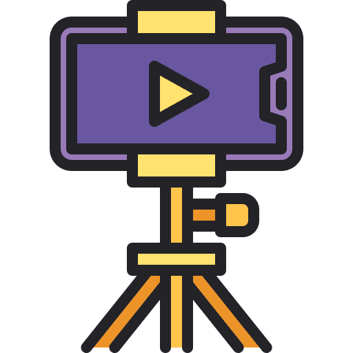Smartphone tripod selfie live stream icon Smartphone tripod selfie live stream icon