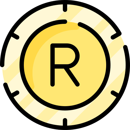 South african rand cash money coin icon