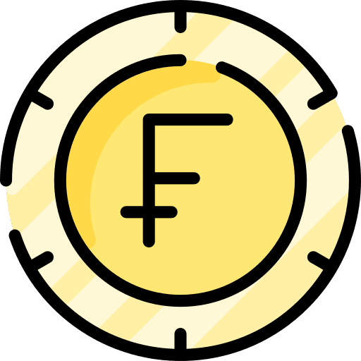 Swiss franc finance business and finance currency icon