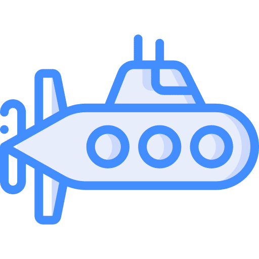 Submarine vehicle underwater security icon