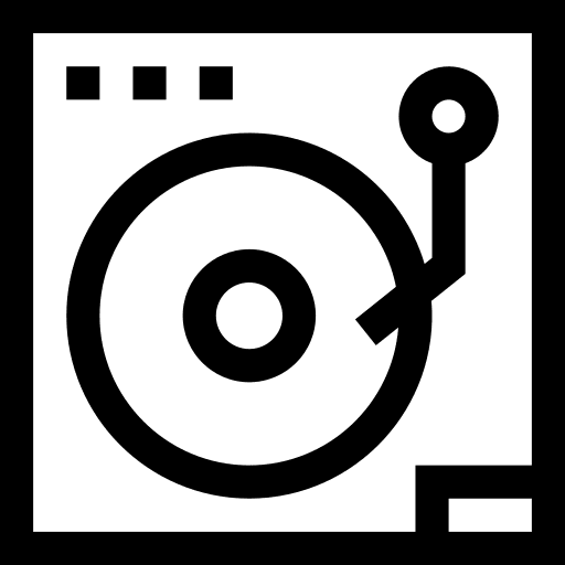 Turntable electronics music and multimedia music player icon Turntable electronics music and multimedia music player icon
