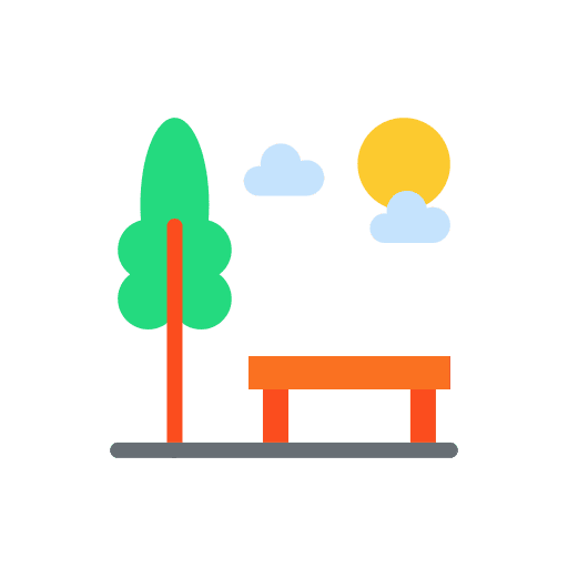 Park trees bench architecture and city icon