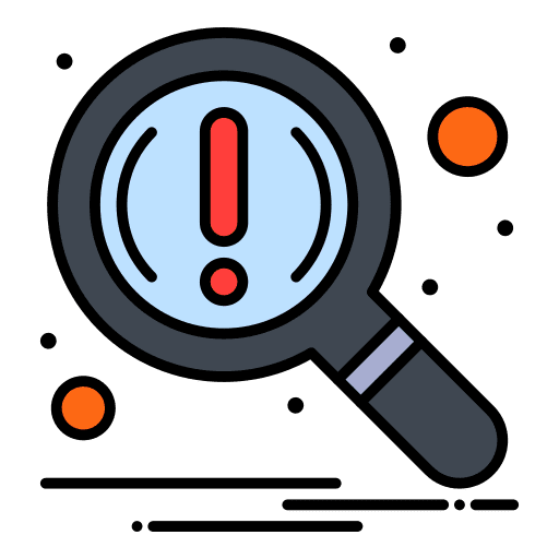 Find magnifying glass warning search icon