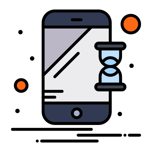 Mobile hourglass clock time and date icon
