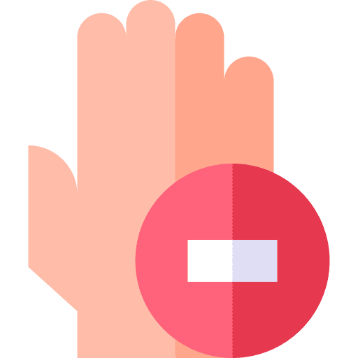 Hand signaling not allowed stop icon Hand signaling not allowed stop icon