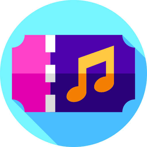 Ticket music and multimedia music pair icon