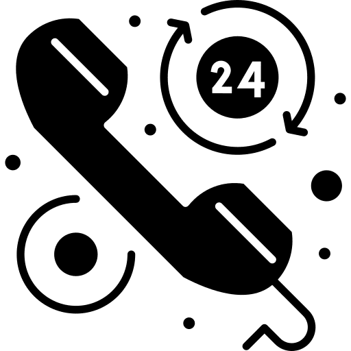 24 hours communications call symbol icon 24 hours communications call symbol icon