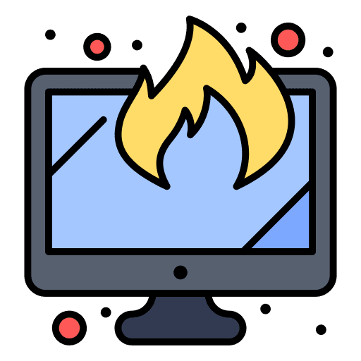 Monitor screen fire burning monitor screen icon