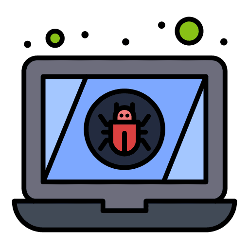 Laptop security electronics bug icon Laptop security electronics bug icon
