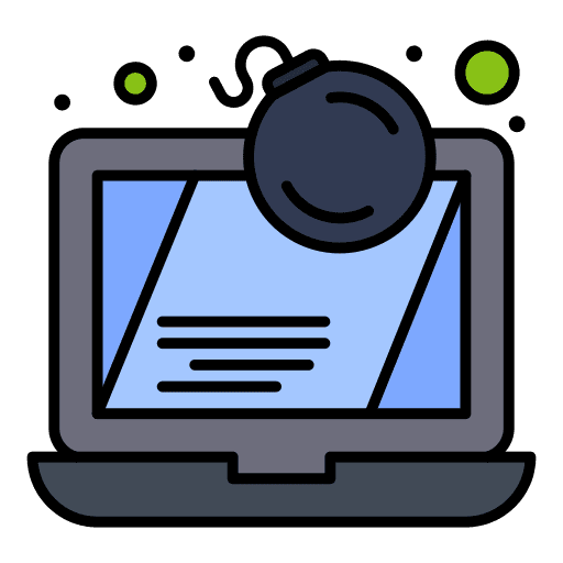 Laptop virus threat bomb icon Laptop virus threat bomb icon