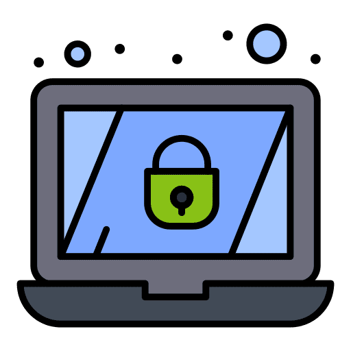 Laptop computing shield encryption icon Laptop computing shield encryption icon