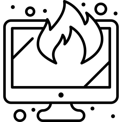 Monitor screen portable flame technology icon