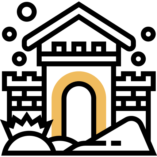 Underwater ancient lost ruins icon